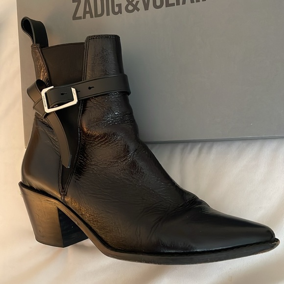 Zadig & Voltaire Tyler Cecilia Vintage Patent Boots Noir - Picture 6 of 12